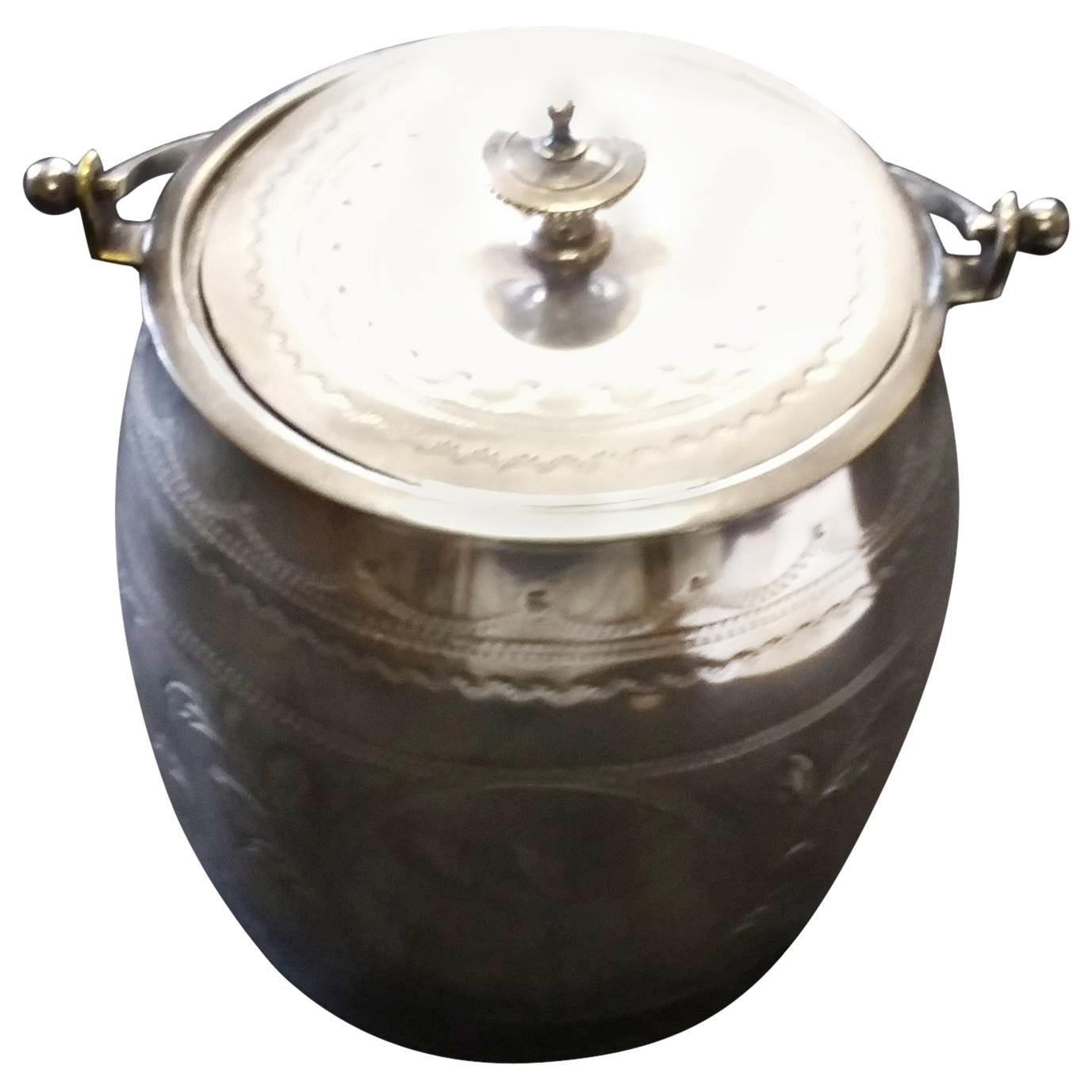 19th Century Silver Plated Biscuit Barrel For Sale