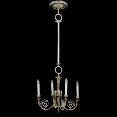 19th C Silver plated Brass Women's Head 4 Arm Chandelier