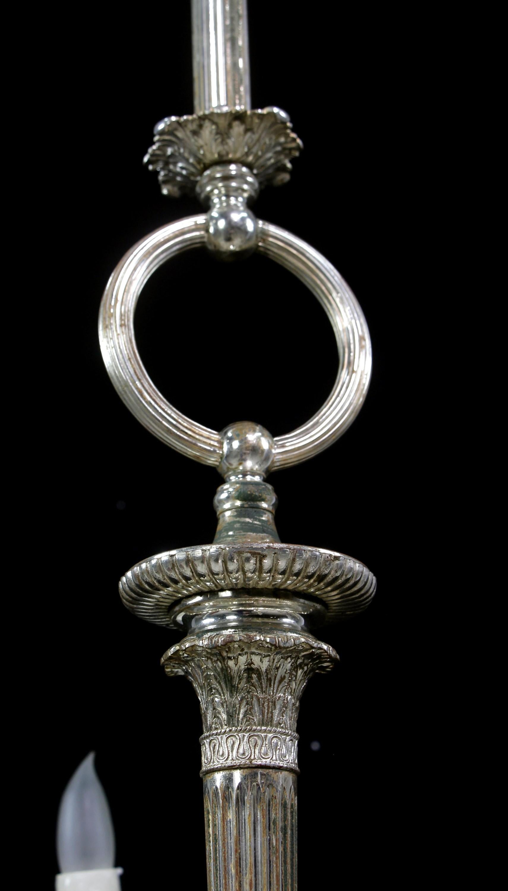 19th Century 19th C Silver plated Brass Women's Head 4 Arm Chandelier For Sale