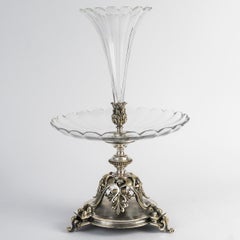 19th-Century Silver-Plated Bronze And Crystal Centerpiece, Napoleon III Period.