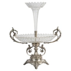 19th-Century Silver-Plated Bronze And Crystal Centerpiece, Napoleon III Period.