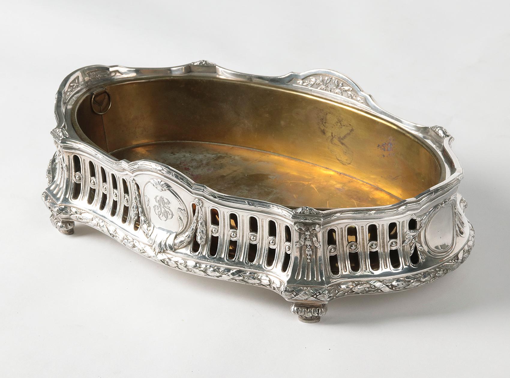 French 19th Century Silver Plated Centerpiece Flowerplanter Jardinière