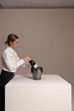 19th Century Silver-Plated Ice Bucket with Modern Design, France