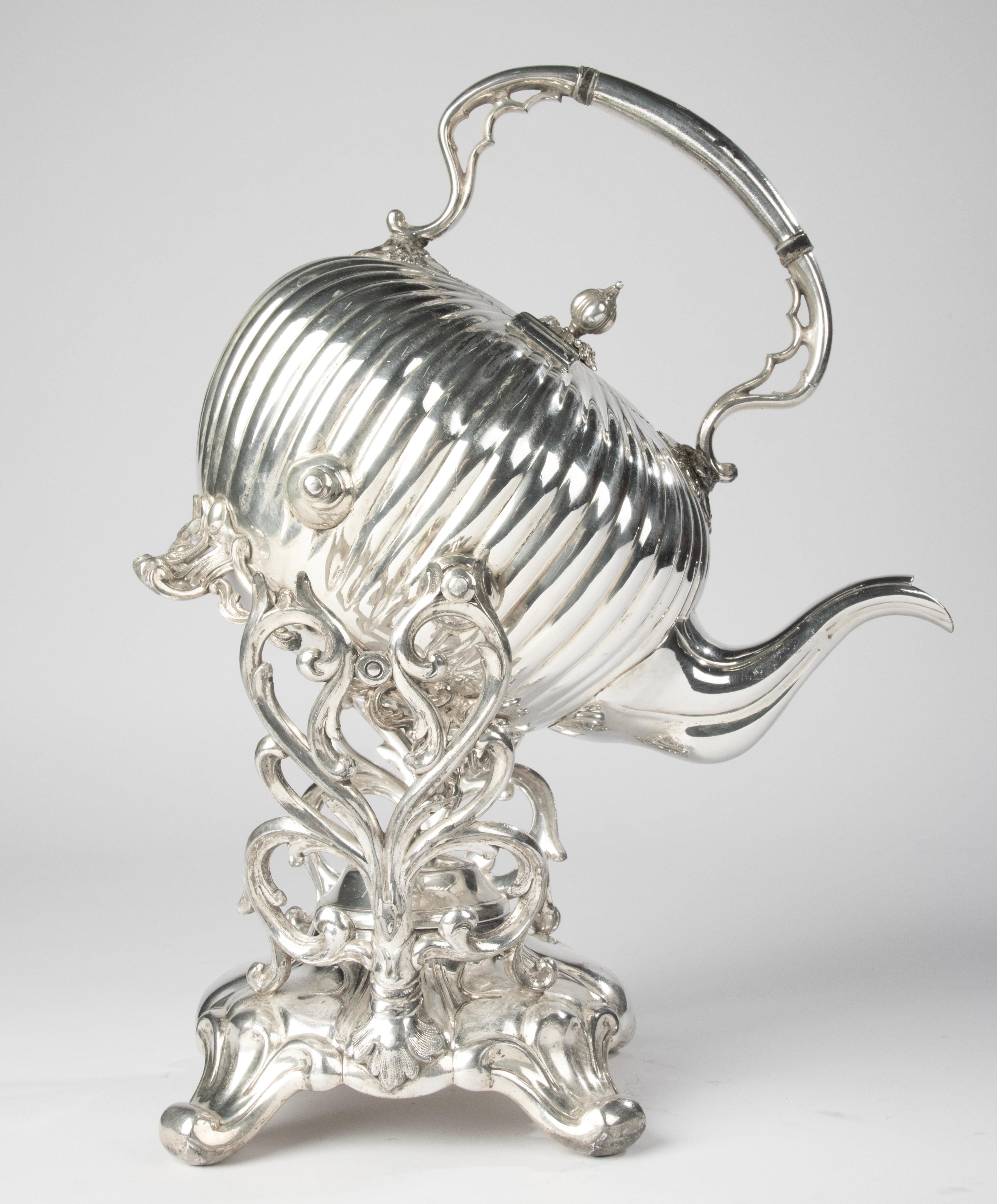 Teiera a bollitore placcata in argento del XIX secolo su supporto - James Dixon & Sons Sheffield in vendita 6