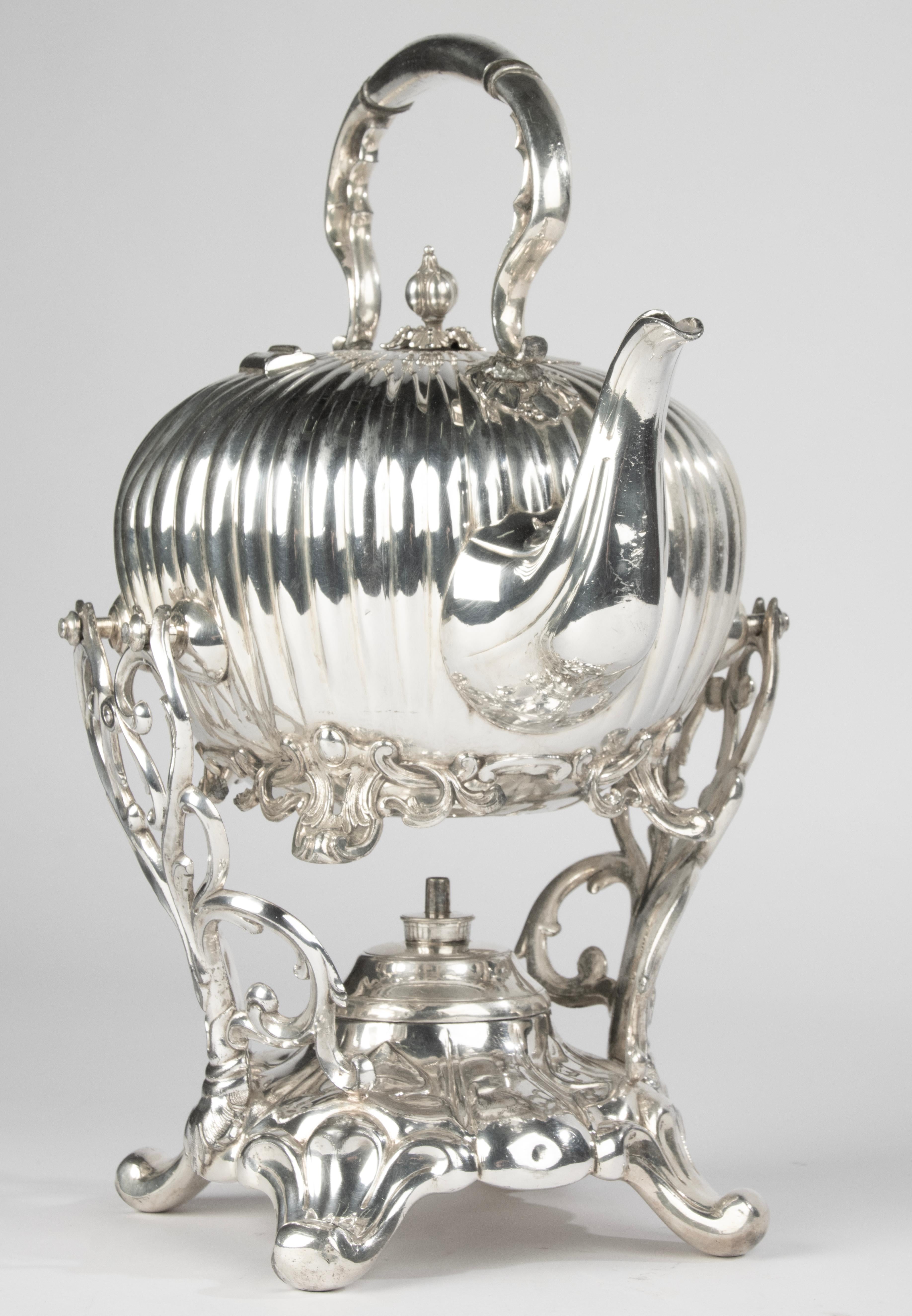 Teiera a bollitore placcata in argento del XIX secolo su supporto - James Dixon & Sons Sheffield in vendita 10