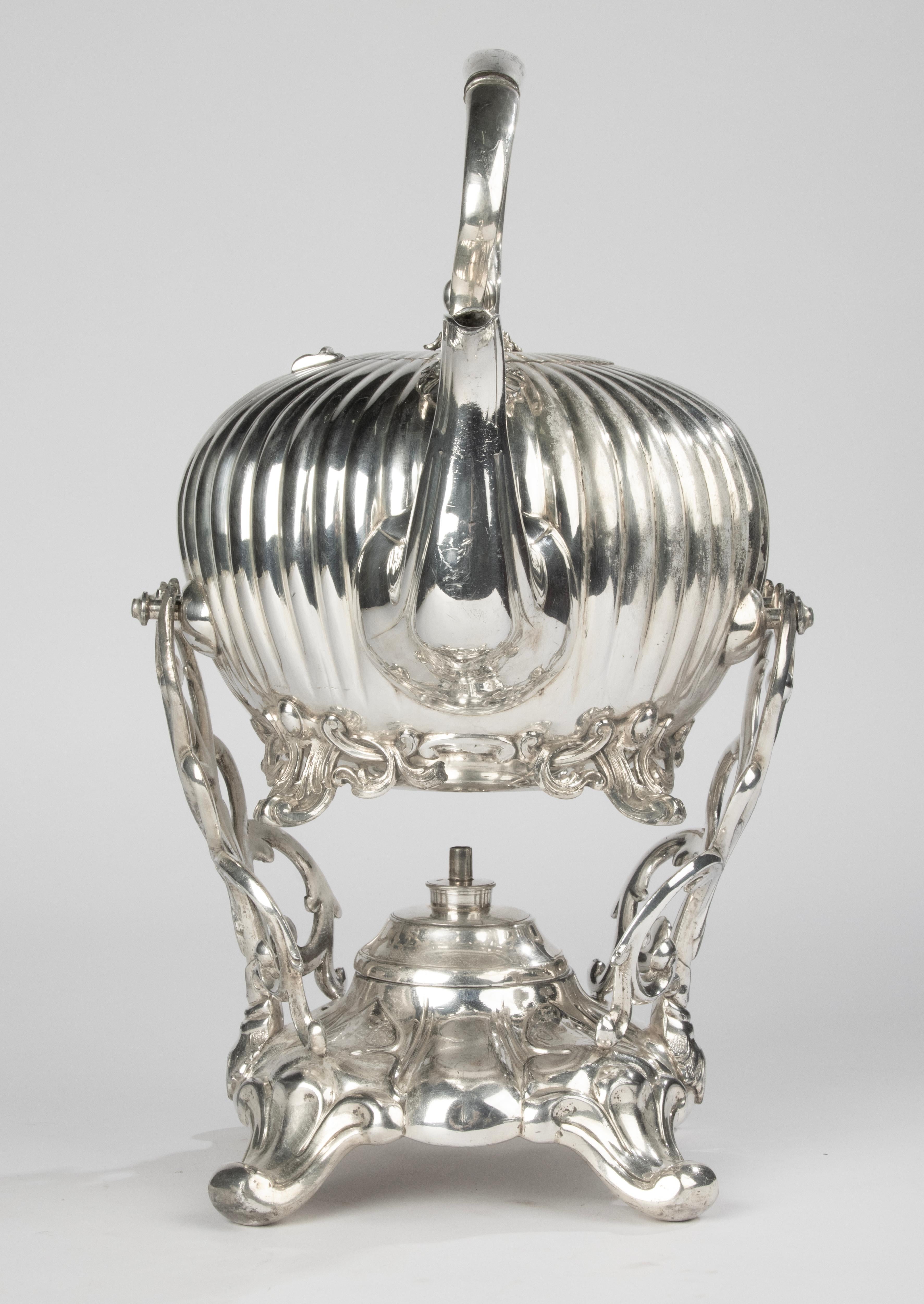 Fine XIX secolo Teiera a bollitore placcata in argento del XIX secolo su supporto - James Dixon & Sons Sheffield in vendita