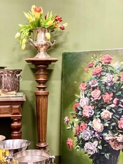 Cubo de champán o enfriador de vino Medicis del siglo XIX bañado en plata