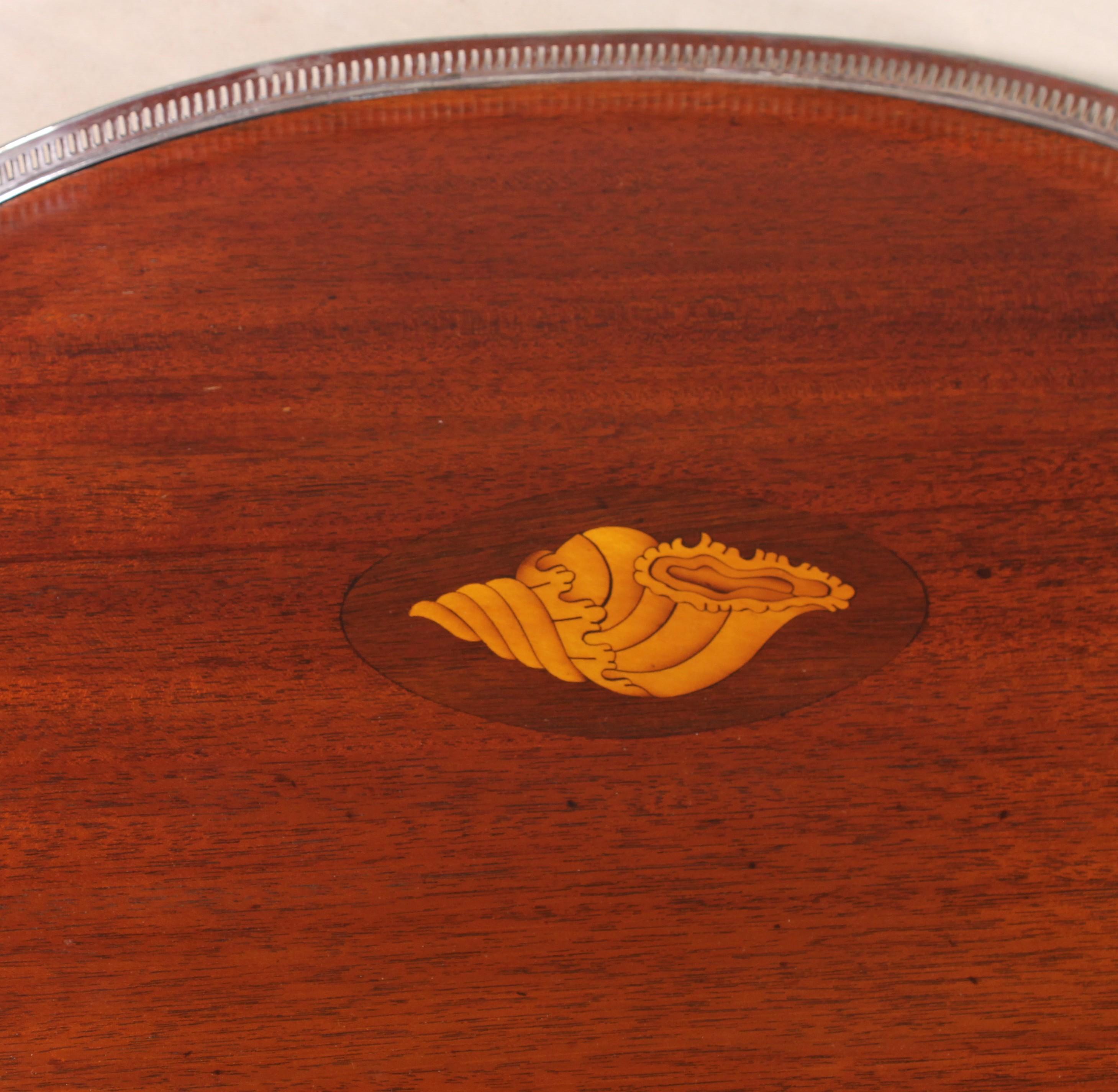 19th Century Silver-plated Metal And Mahogany Tray For Sale 2