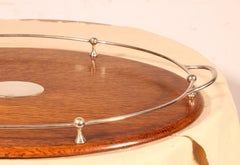19th Century Silver-plated Metal And Oak Tray