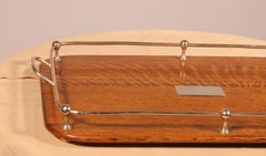 19th Century Silver-plated Metal And Oak Tray
