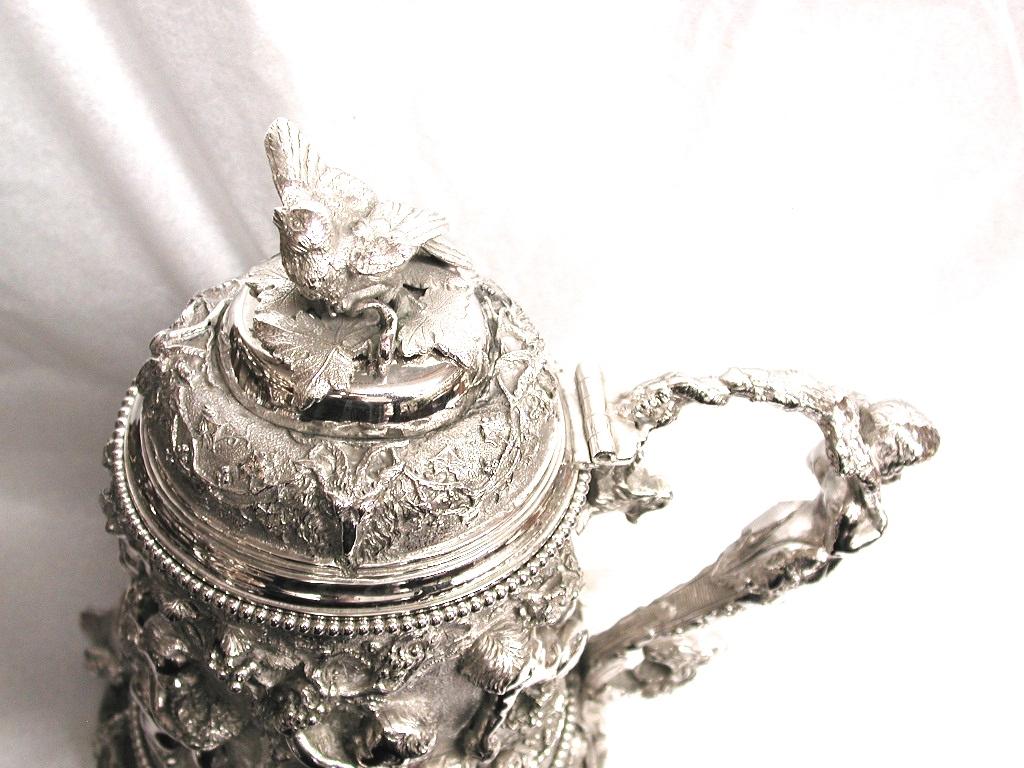 19th Century Silver Plated Quart Lidded Tankard, circa 1870 In Good Condition In London, GB