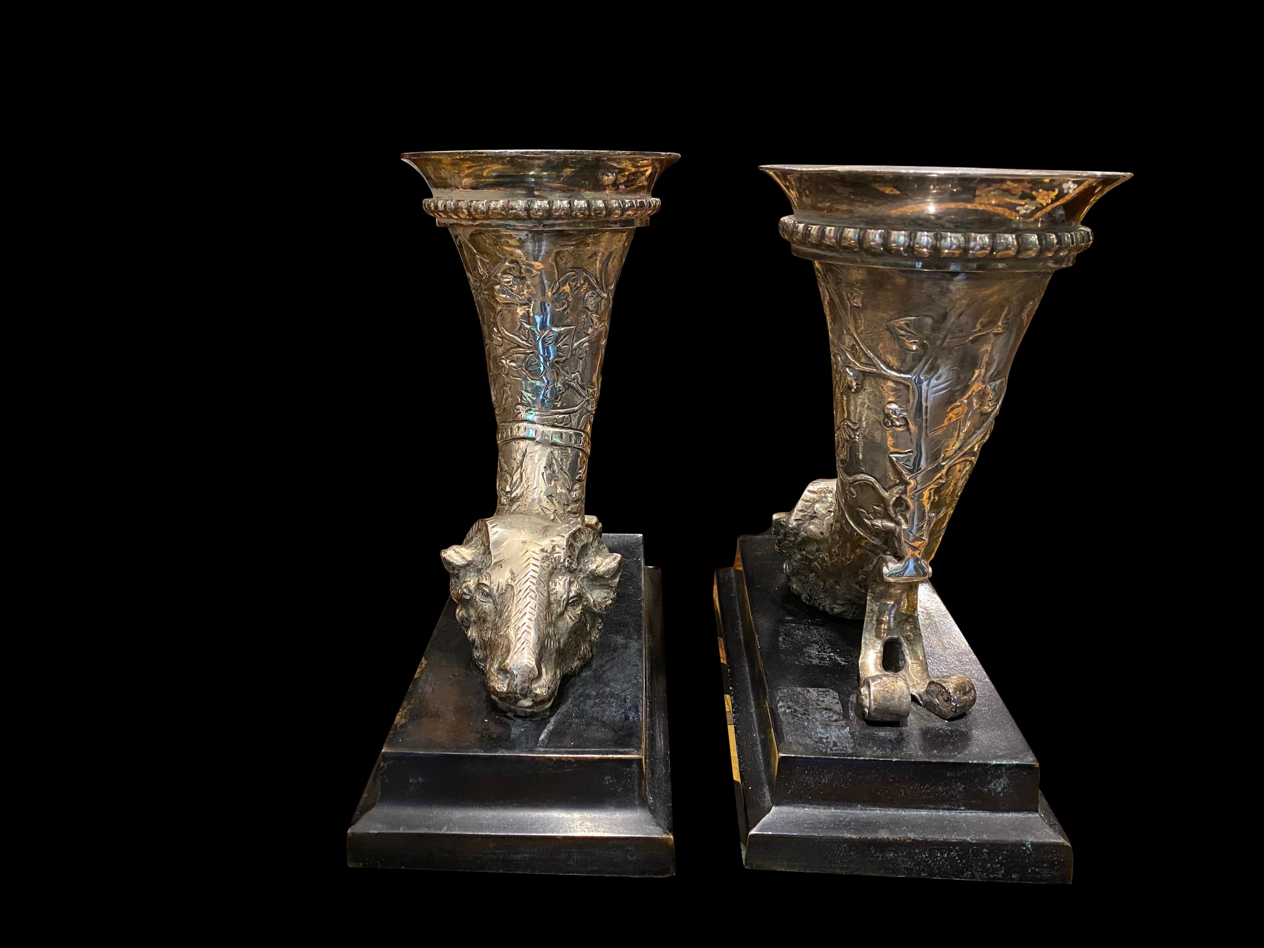 19th Century Silver Plated Ram Head Bookends 7