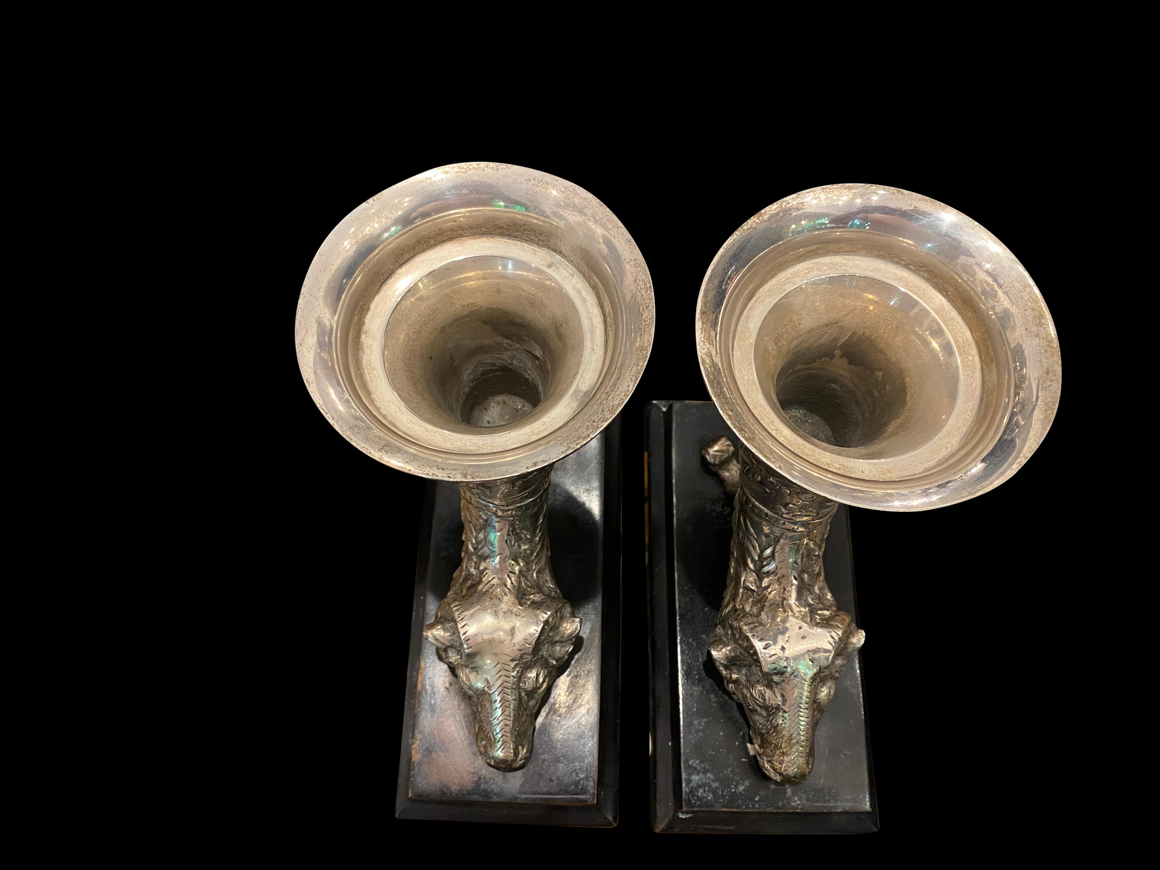 19th Century Silver Plated Ram Head Bookends 9