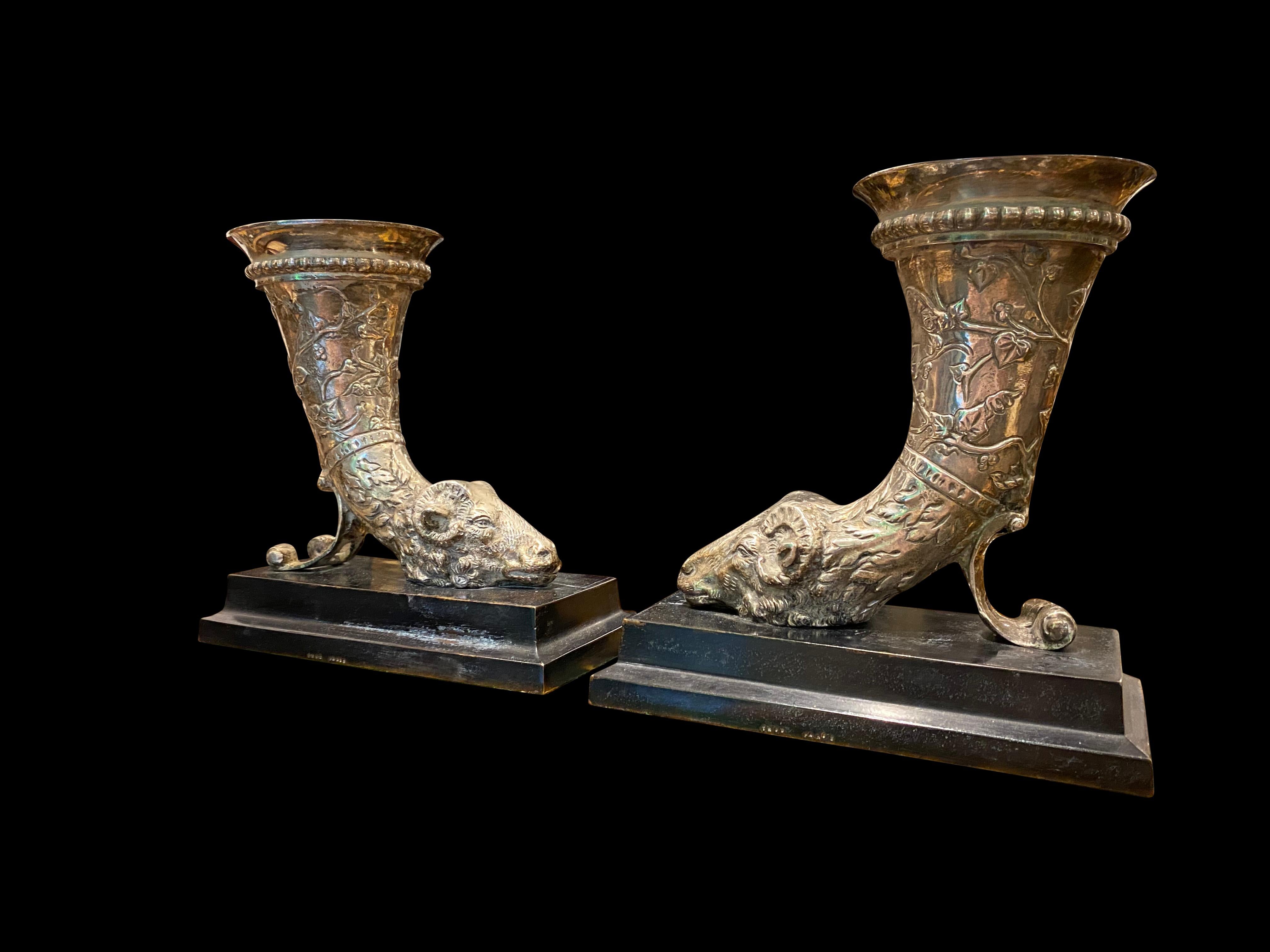 European 19th Century Silver Plated Ram Head Bookends