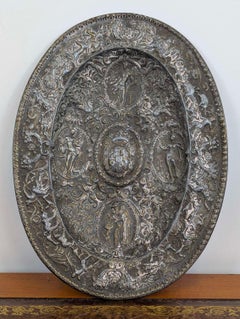 19th century silver-plated repoussé continental heraldic charger