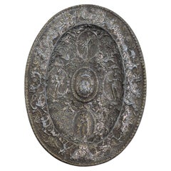 19th century silver-plated repoussé continental heraldic charger