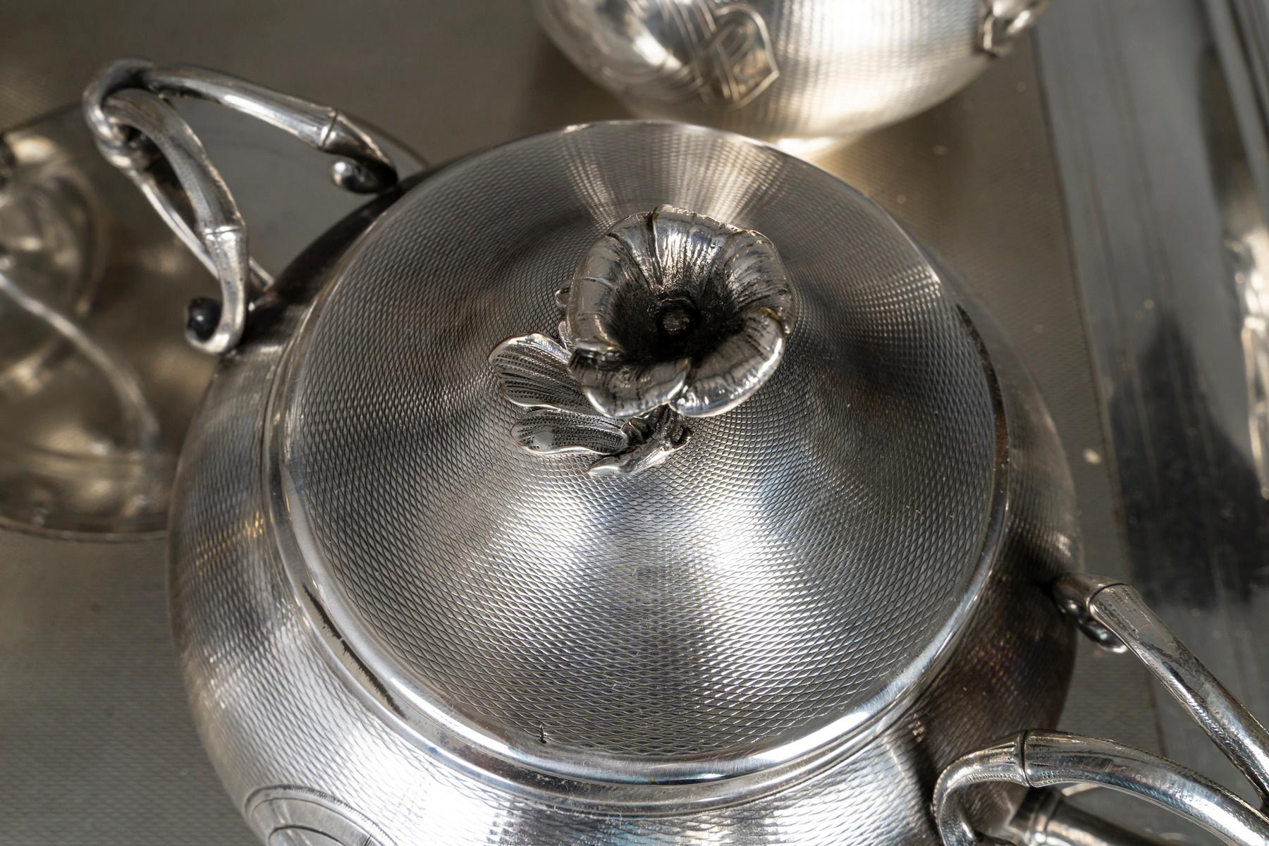 Servicio de té y café chapado en plata del siglo XIX de Christofle, Napoleón III. en venta 5