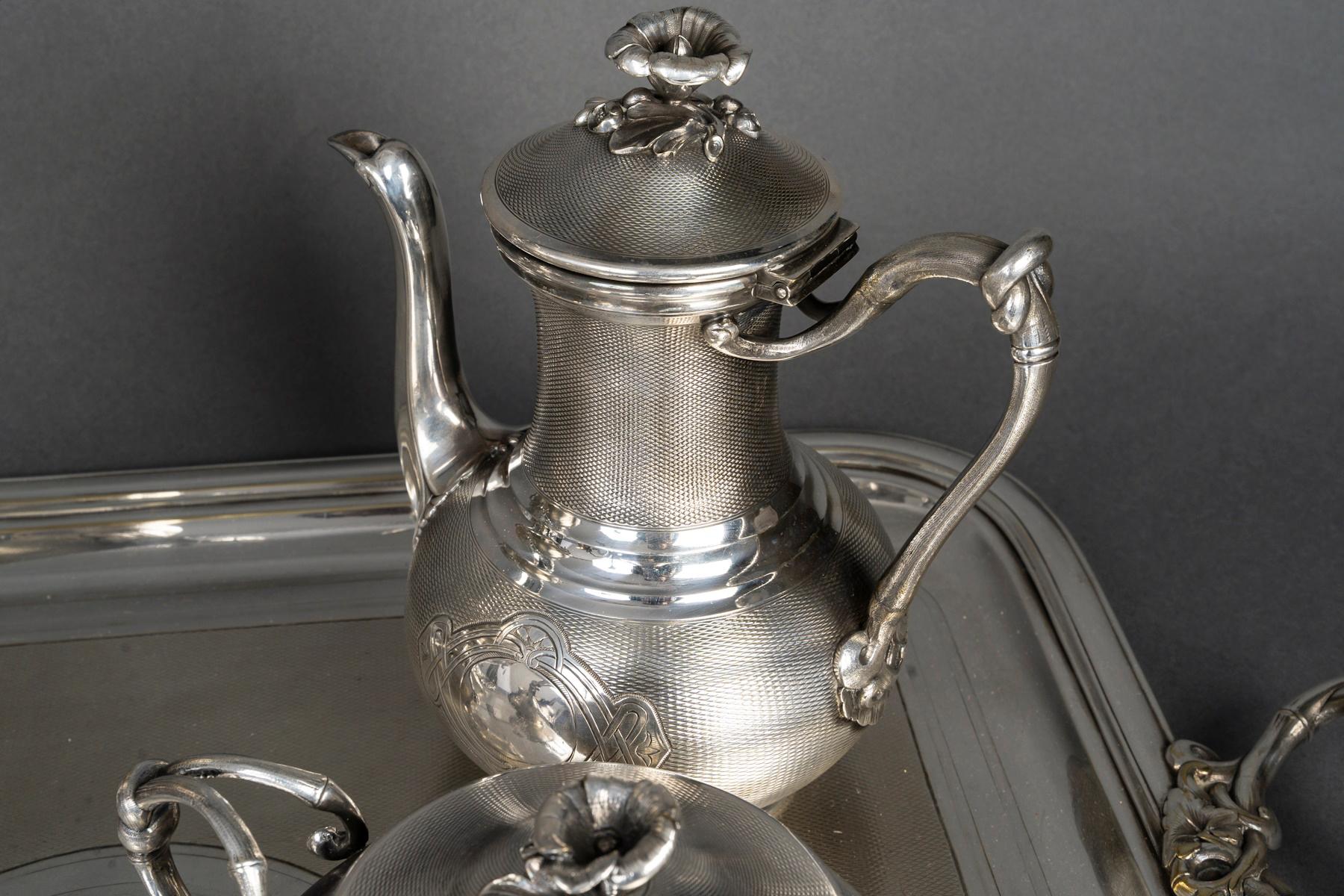 Servicio de té y café chapado en plata del siglo XIX de Christofle, Napoleón III. Francés en venta