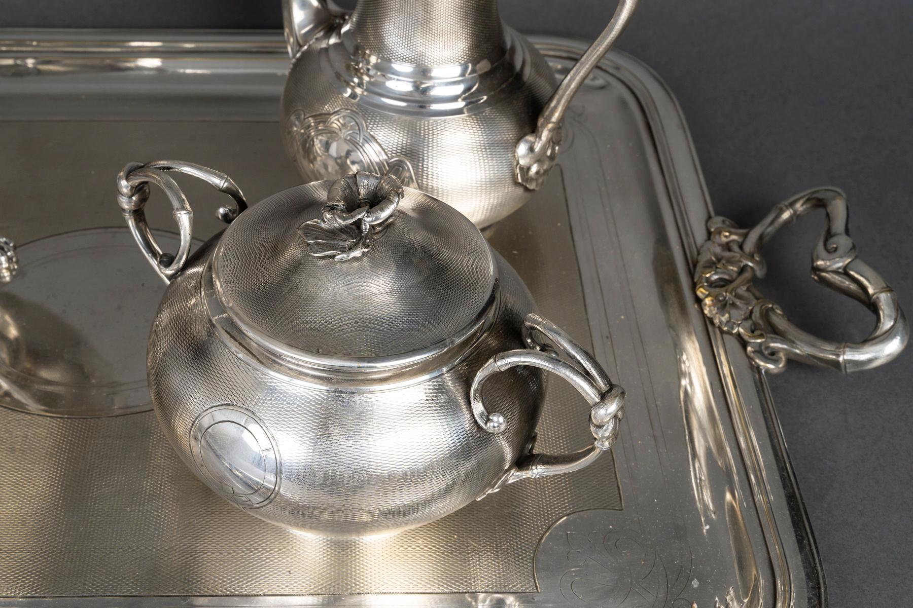 Servicio de té y café chapado en plata del siglo XIX de Christofle, Napoleón III. en Bueno estado para la venta en Saint-Ouen, FR
