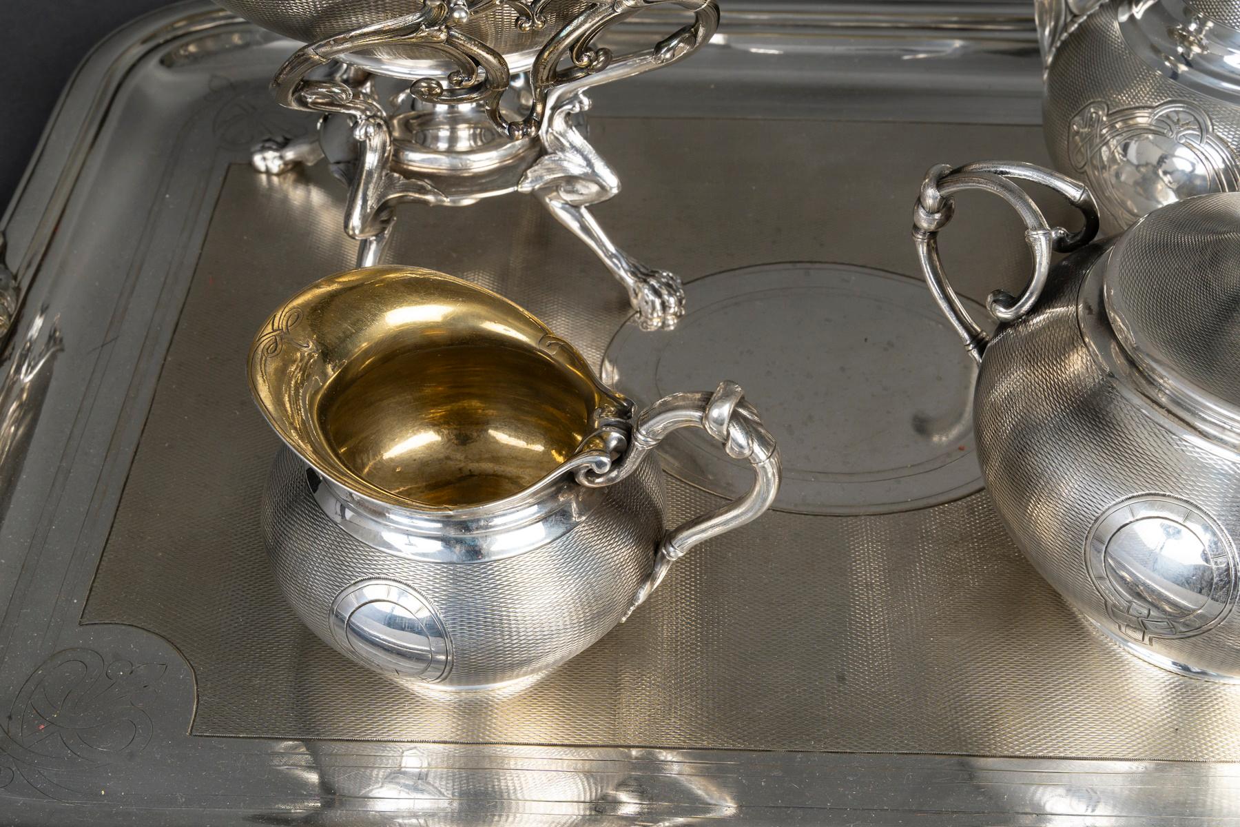 Servicio de té y café chapado en plata del siglo XIX de Christofle, Napoleón III. Chapado en plata en venta