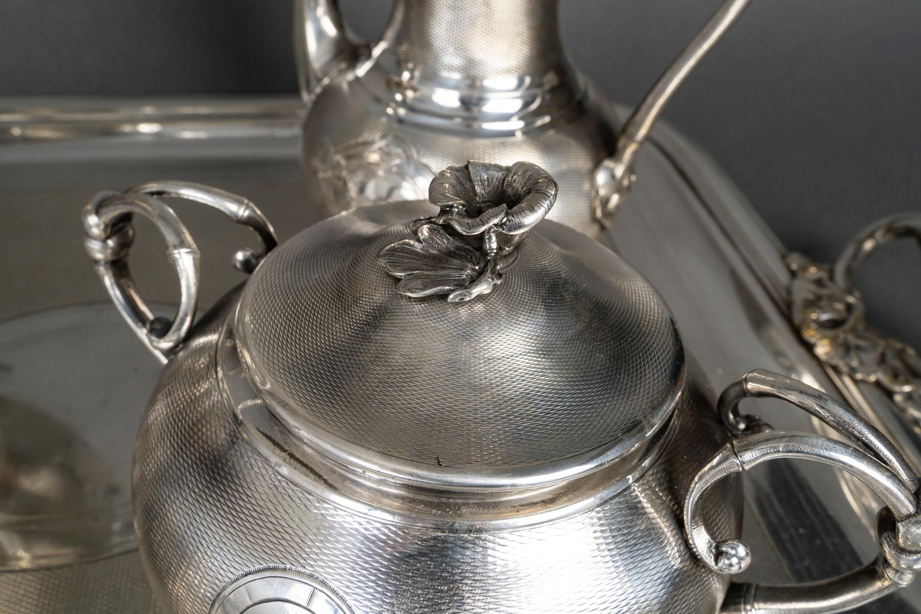 Servicio de té y café chapado en plata del siglo XIX de Christofle, Napoleón III. en venta 2