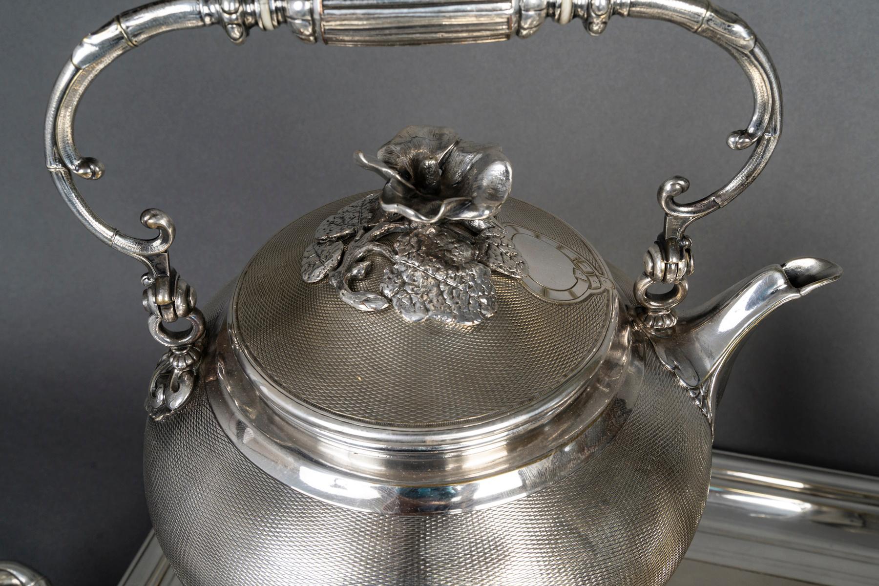 Servicio de té y café chapado en plata del siglo XIX de Christofle, Napoleón III. en venta 3