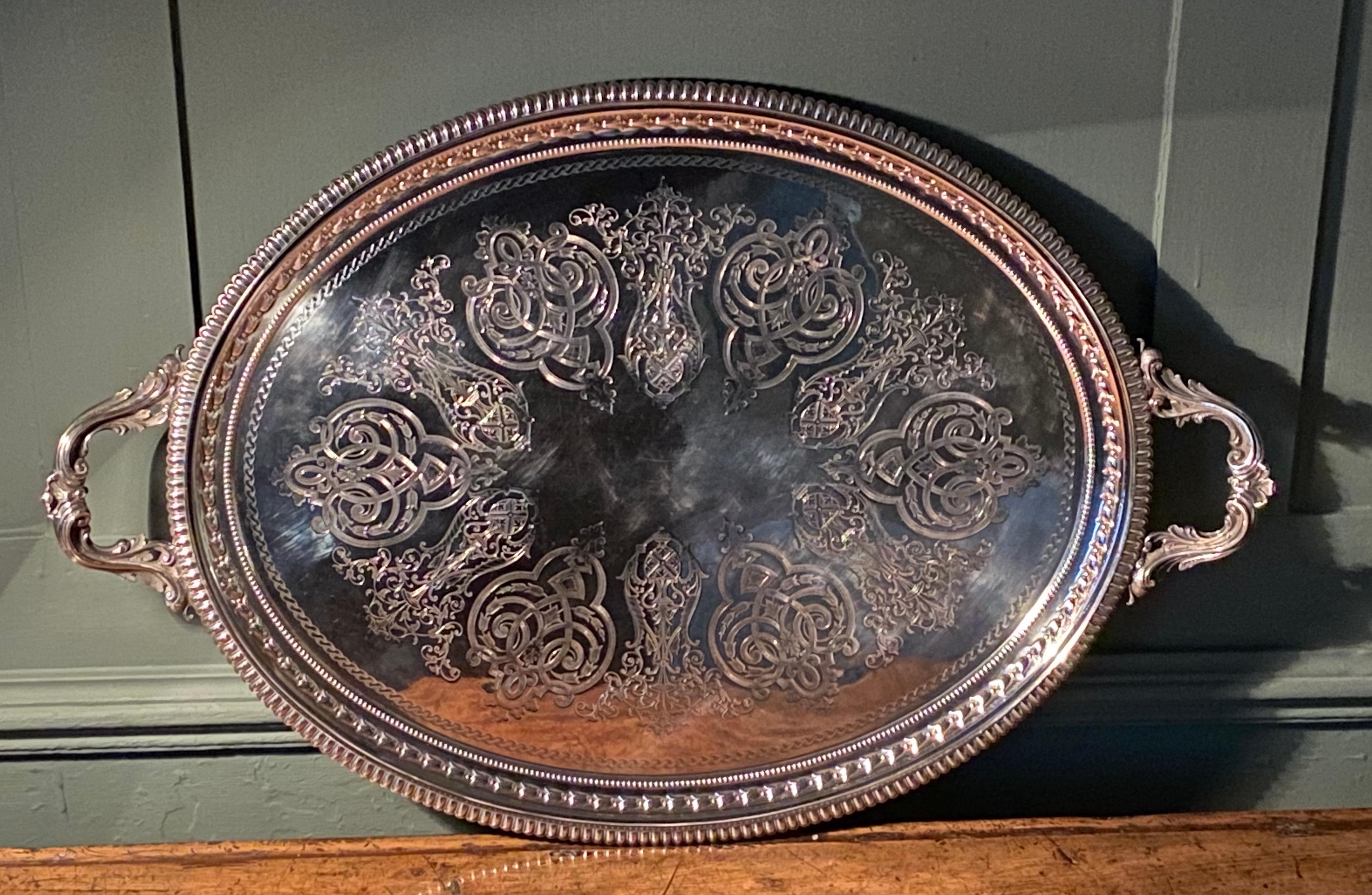 Neoclassical 19th Century Silver Plated Tray