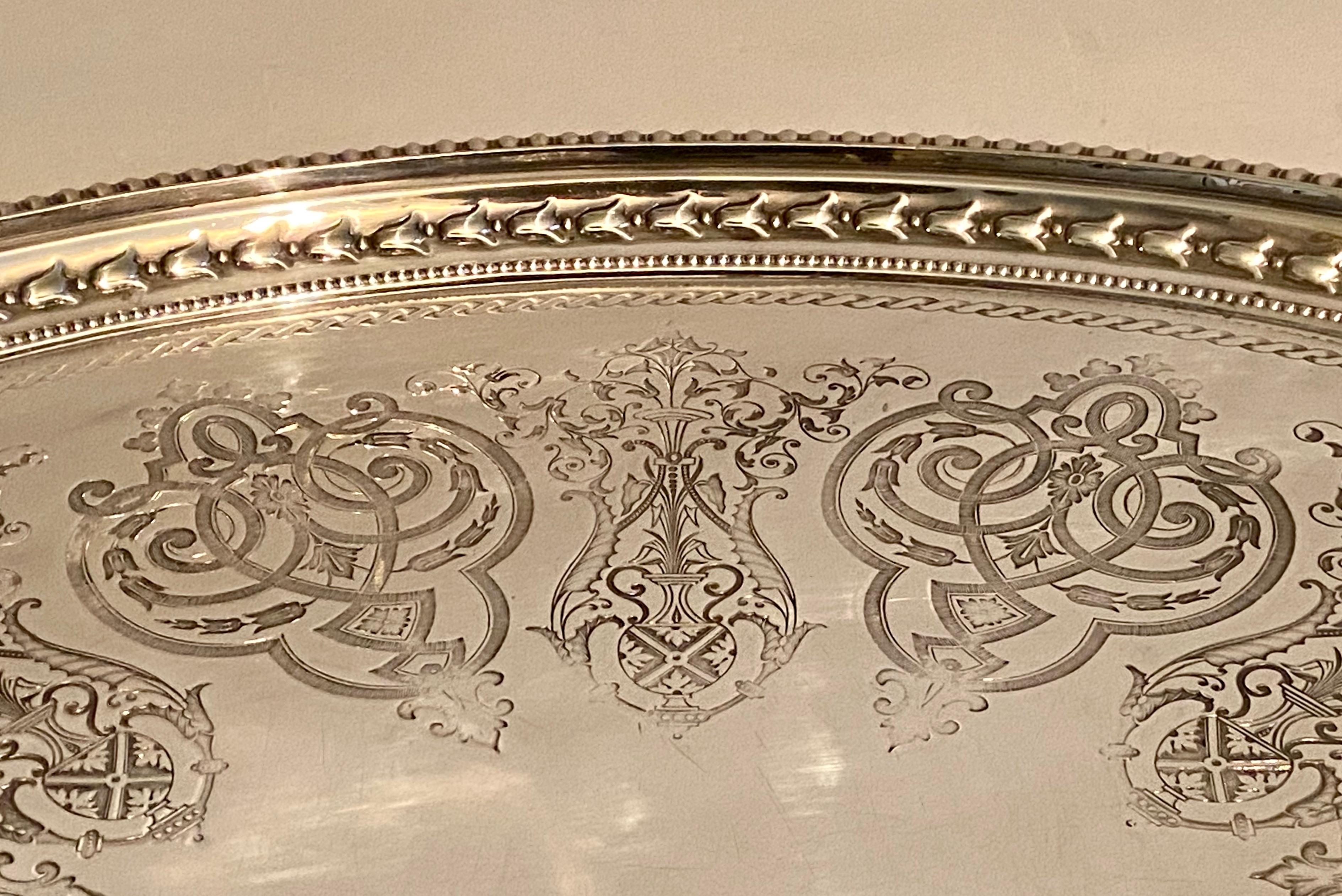 Engraved 19th Century Silver Plated Tray