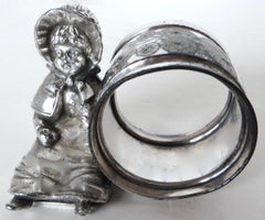 19th Century Silver Plated Victorian Figural "Kate Greenway" Themed Napkin Ring