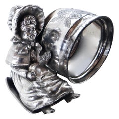 19th Century Silver Plated Victorian Figural "Kate Greenway" Themed Napkin Ring