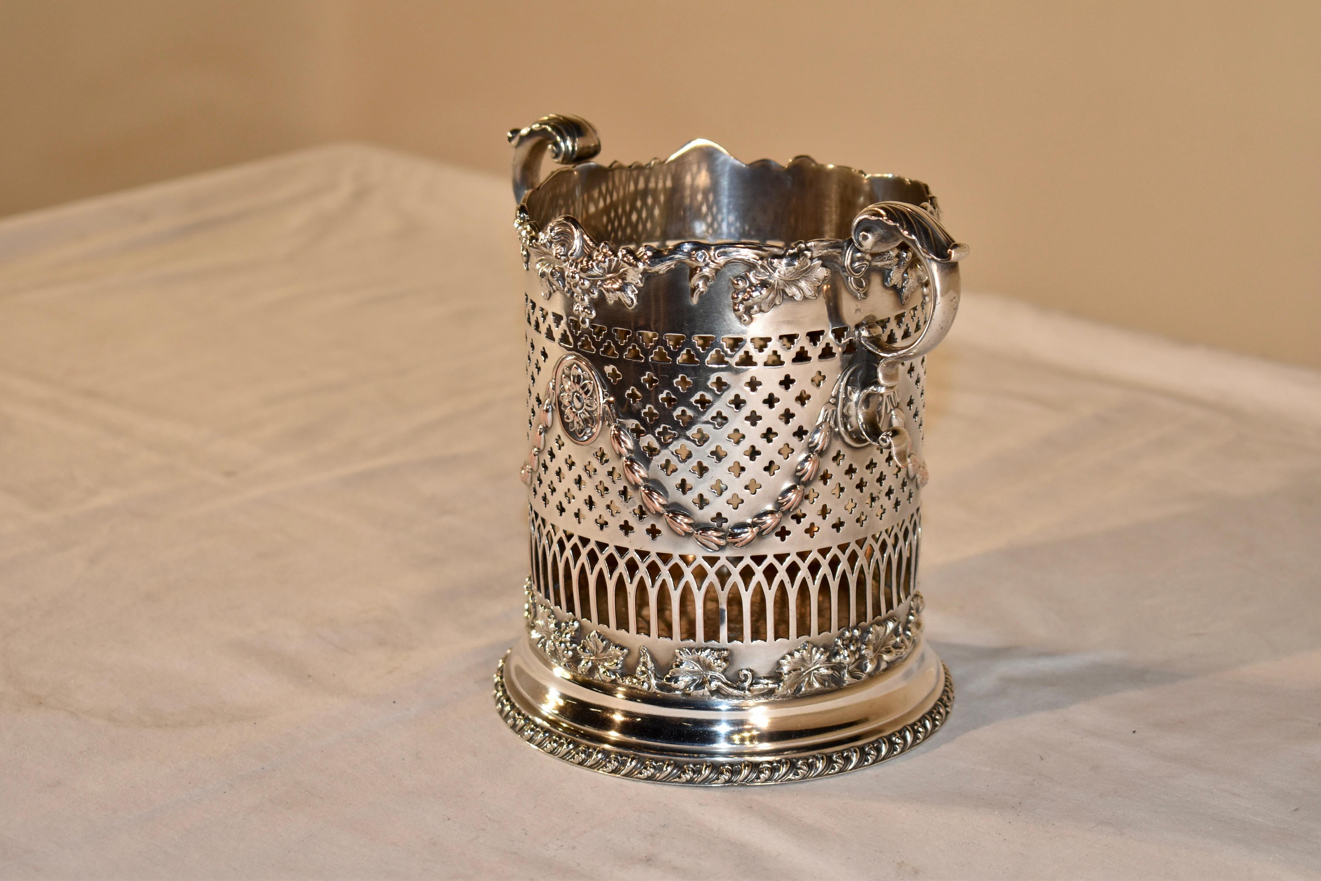 Victorian 19th Century Silver Plated Wine Bottle Holder For Sale