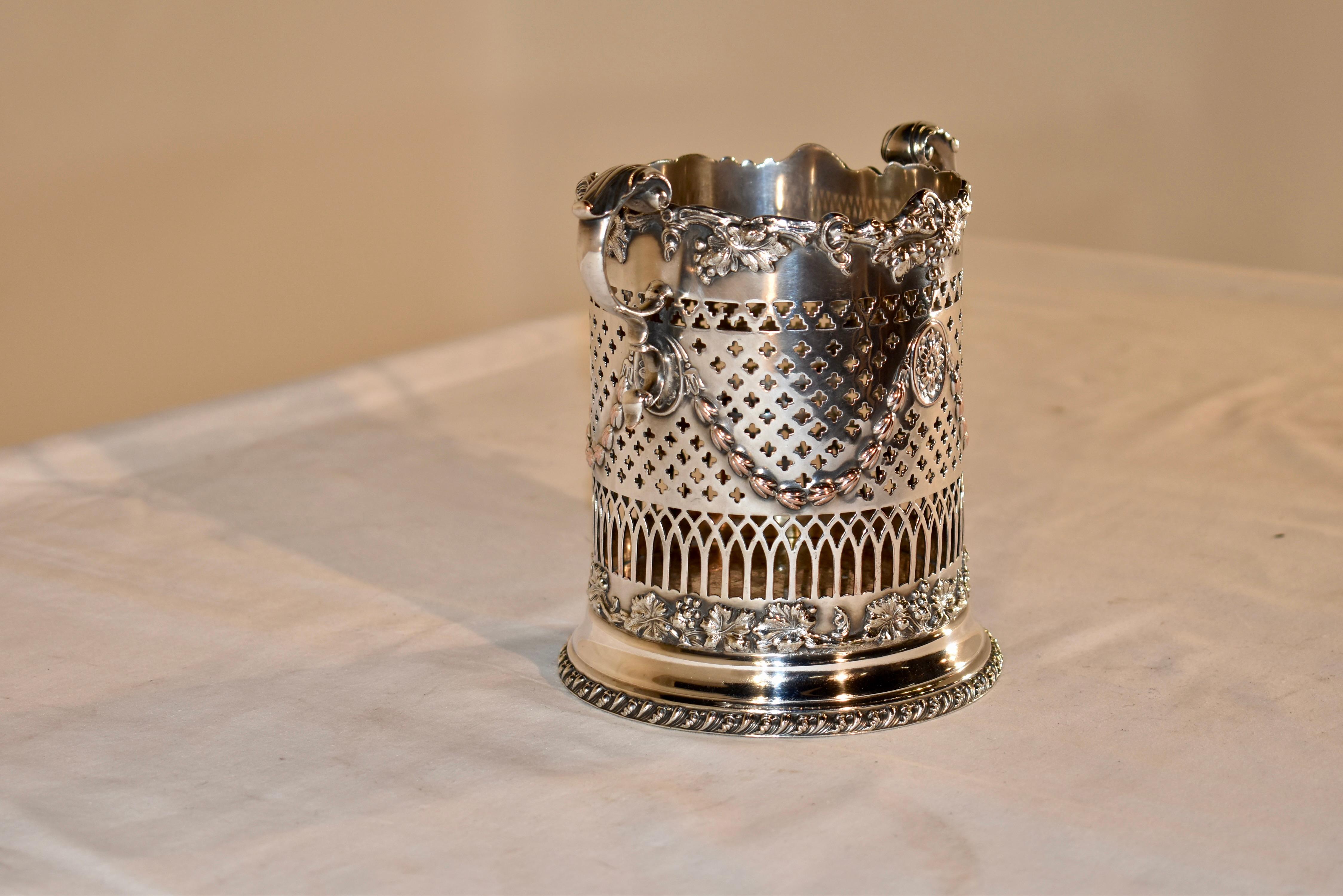 English 19th Century Silver Plated Wine Bottle Holder For Sale