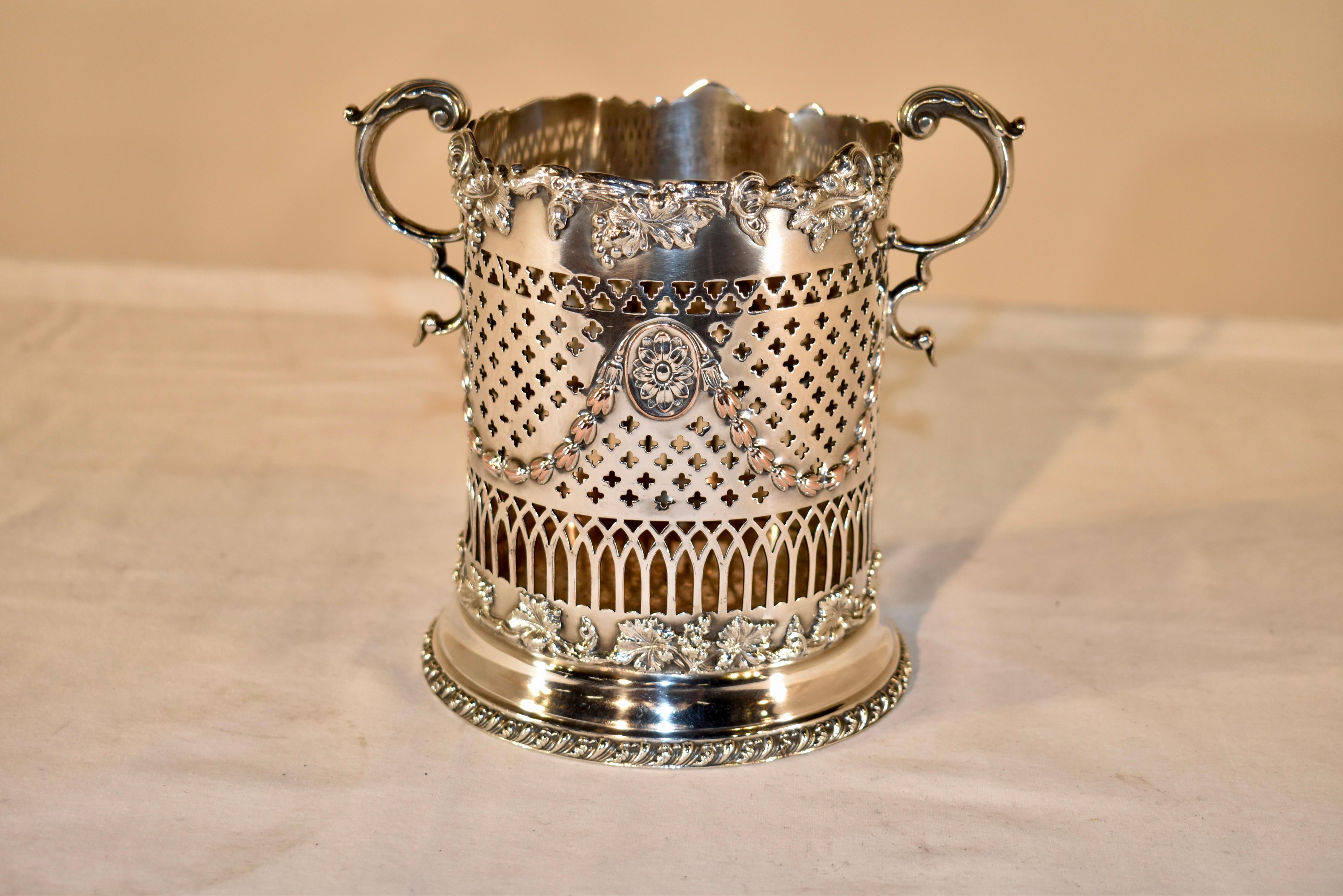 19th Century Silver Plated Wine Bottle Holder For Sale 2