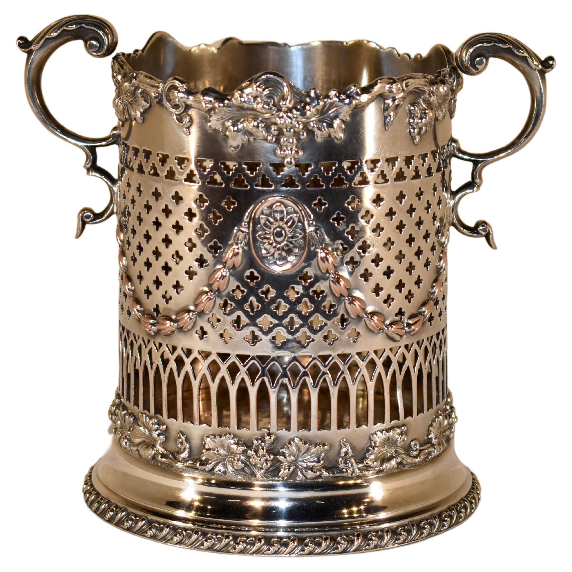 19th Century Silver Plated Wine Bottle Holder