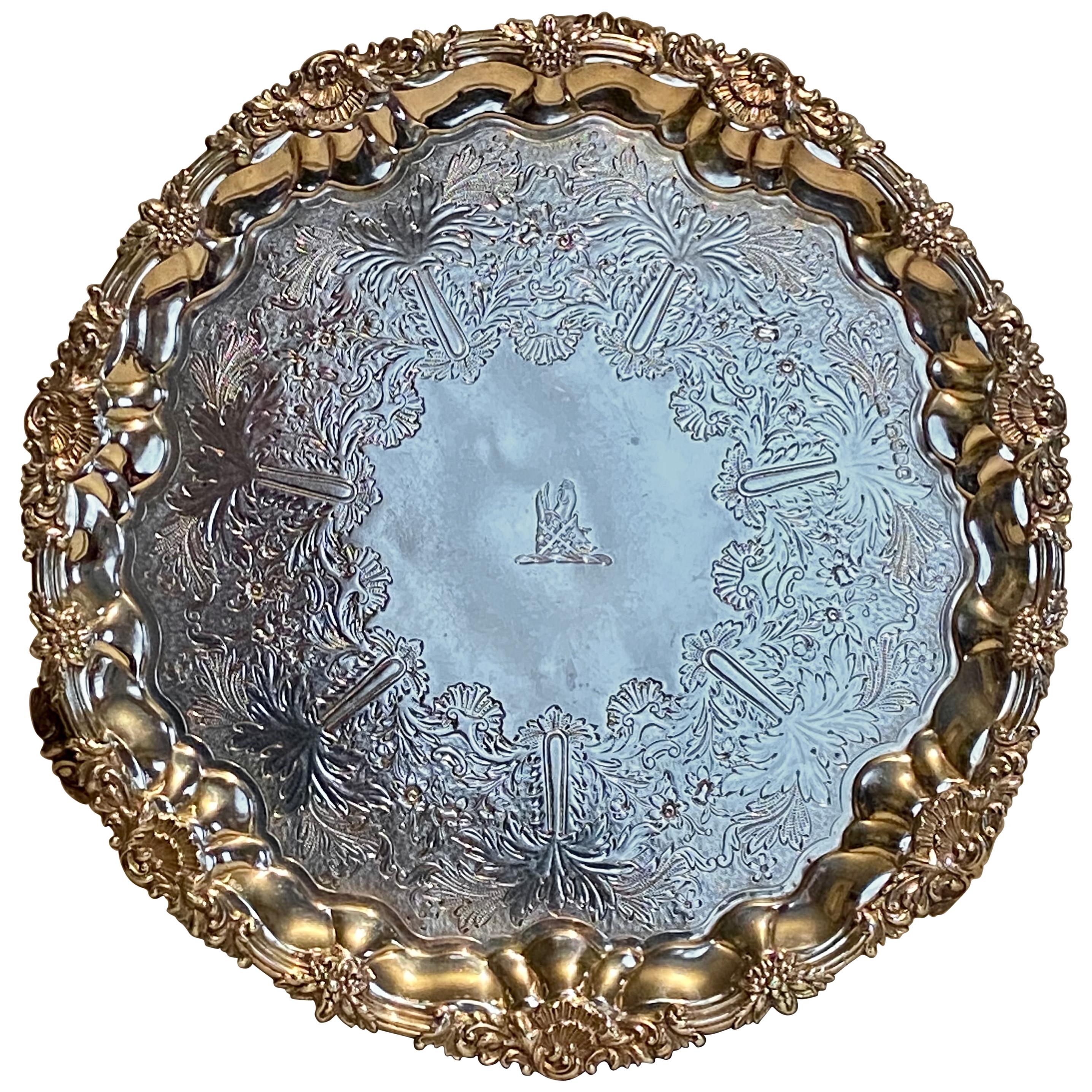 19th Century Silver Salver For Sale
