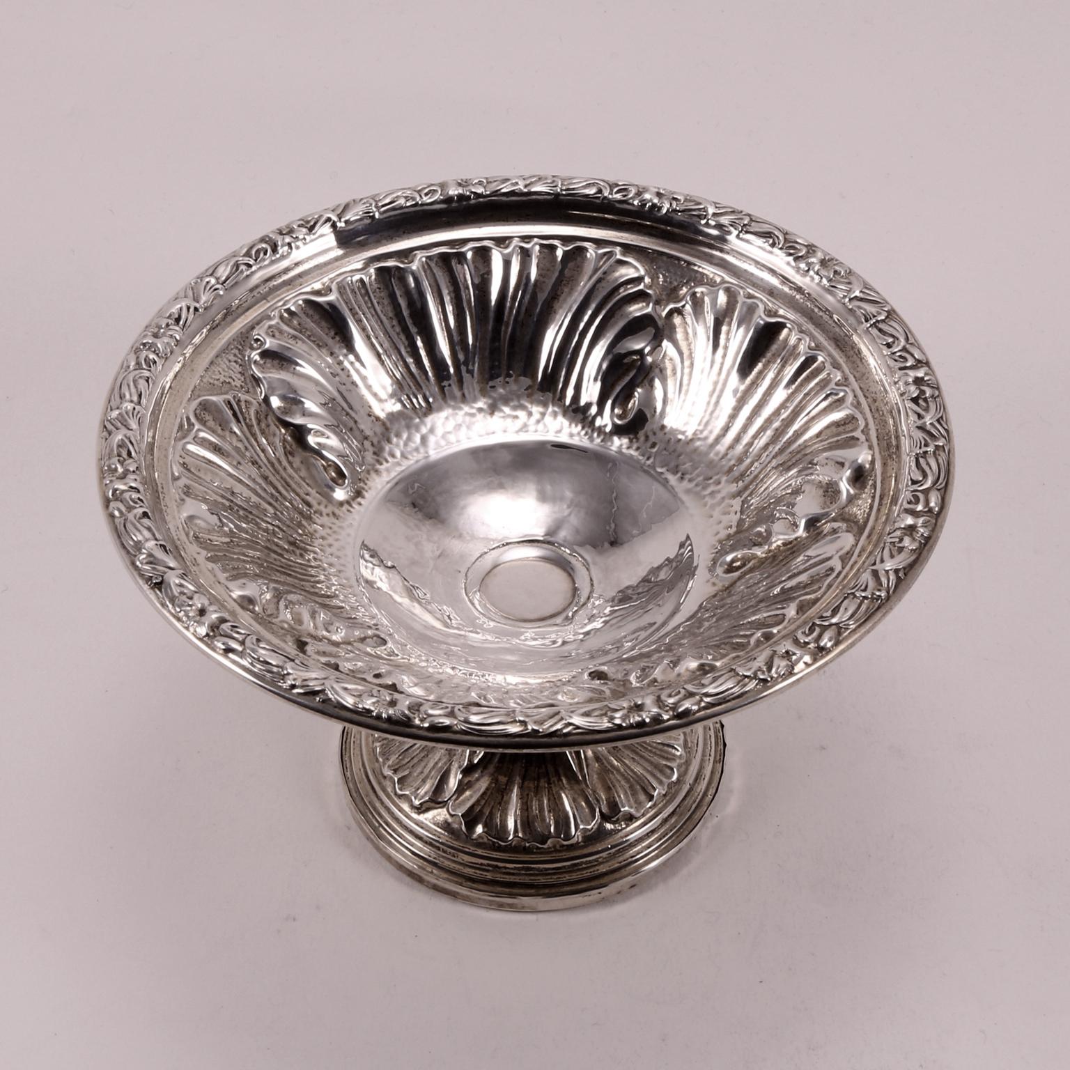 Sterling Silver 19th Century Silver Small Leaves Decorated Platter For Sale