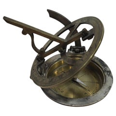 19th Century Silvered and Engraved Bronze Portable Sundial