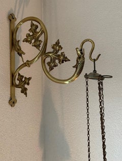 19th Century Silvered Brass Catholic Church Incense Burner with Gothic Bracket