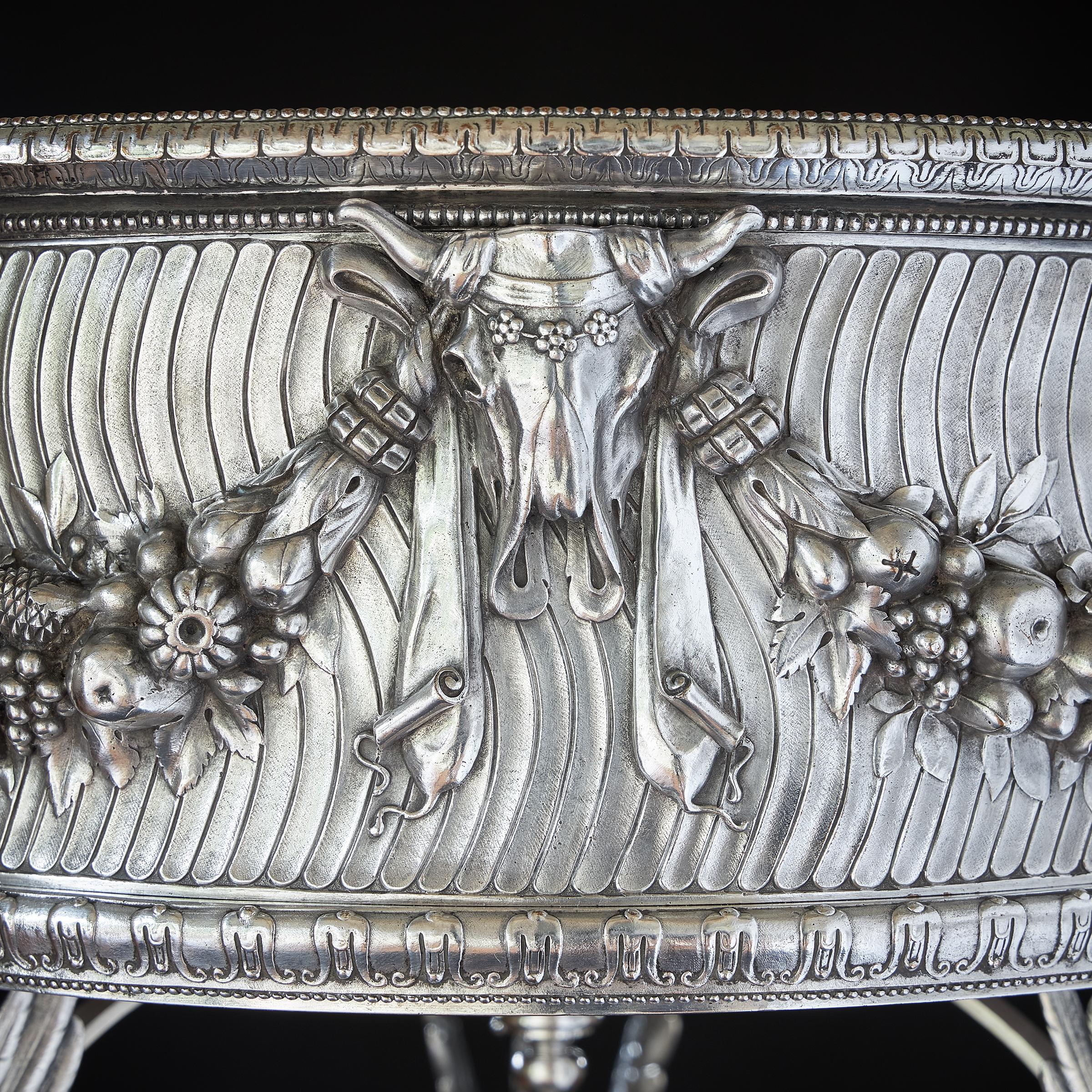 19th Century Silvered Bronze Athénienne Jardinière by Ferdinand Barbedienne For Sale 10