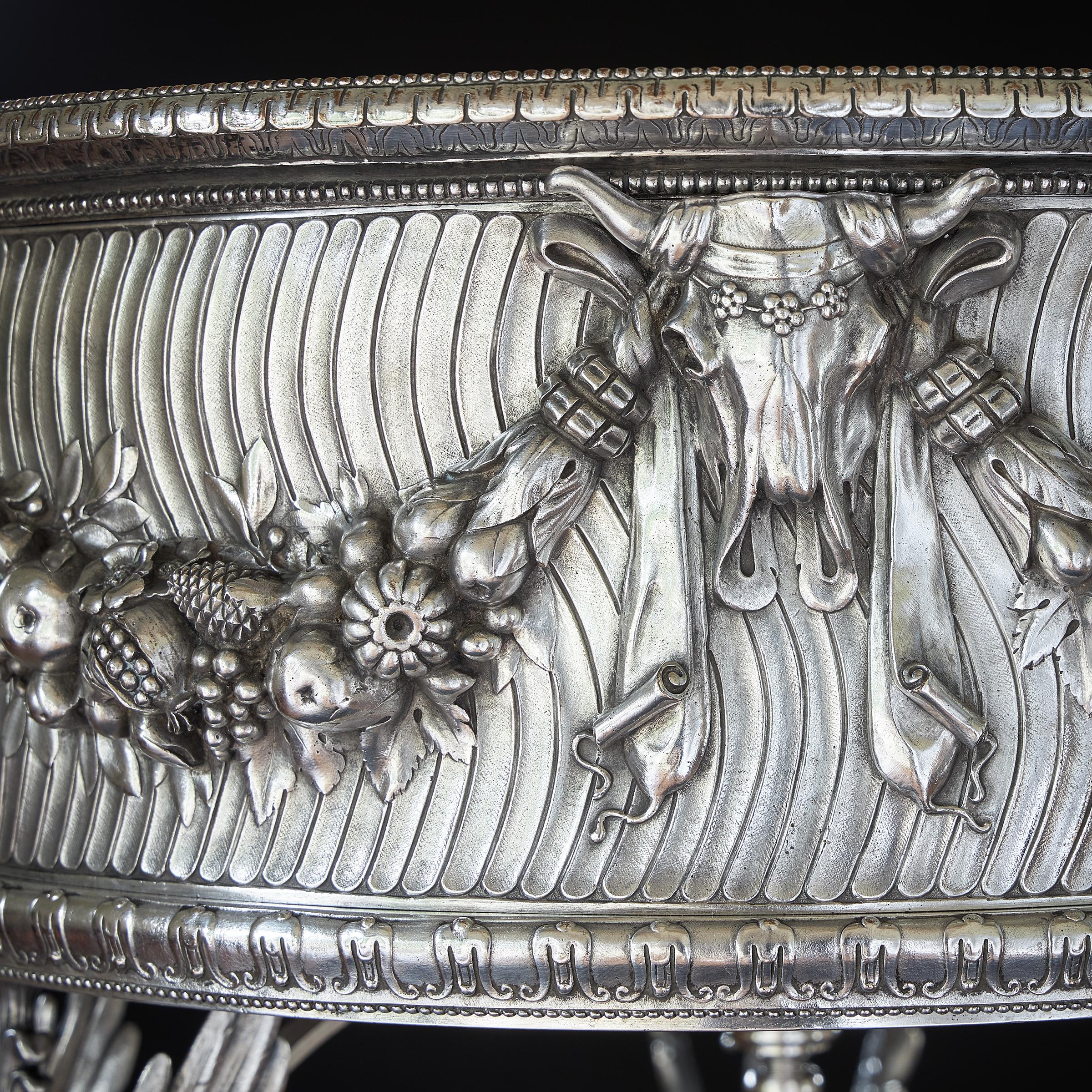19th Century Silvered Bronze Athénienne Jardinière by Ferdinand Barbedienne For Sale 11