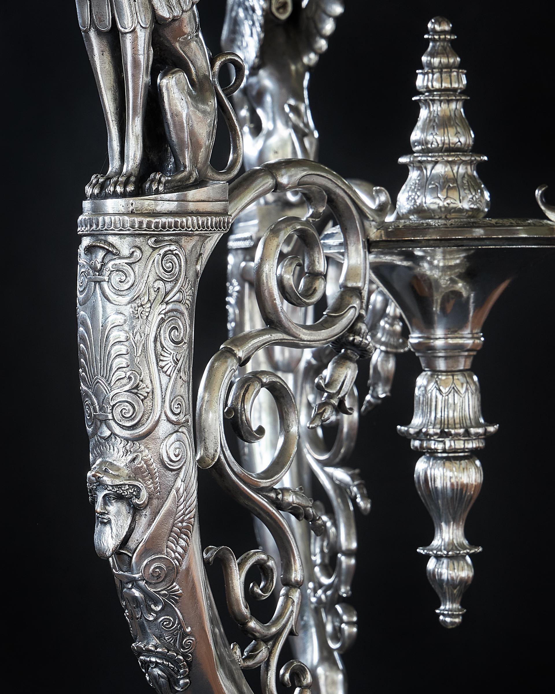 19th Century Silvered Bronze Athénienne Jardinière by Ferdinand Barbedienne For Sale 13
