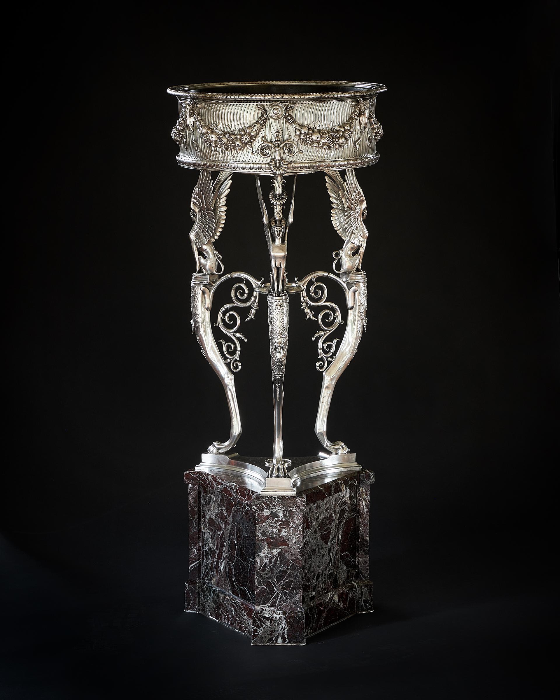 Grand Tour 19th Century Silvered Bronze Athénienne Jardinière by Ferdinand Barbedienne For Sale