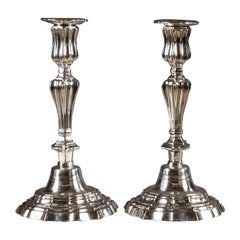 Antique 19th Century Silvered Bronze Candlesticks by Henry Theophole