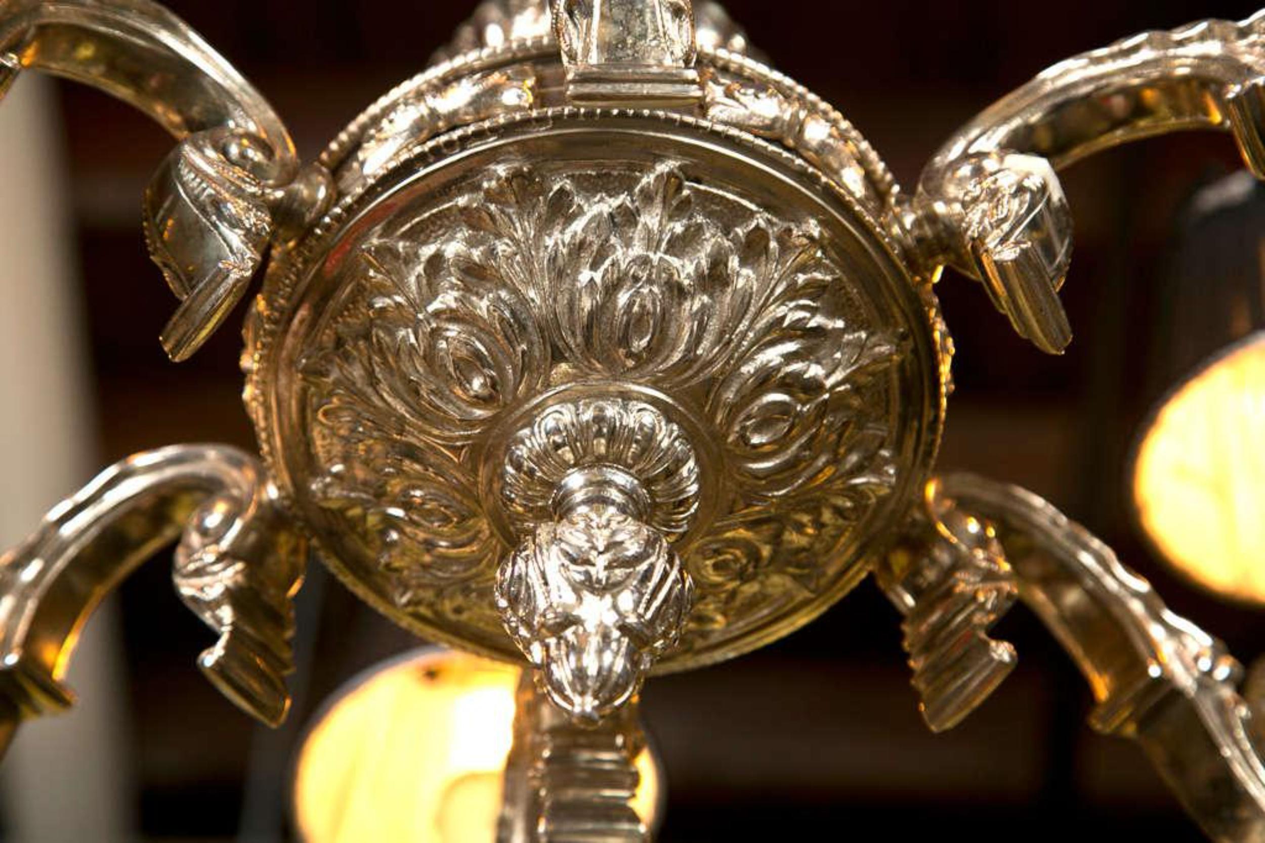 19th Century Silvered Bronze Chandelier For Sale 4