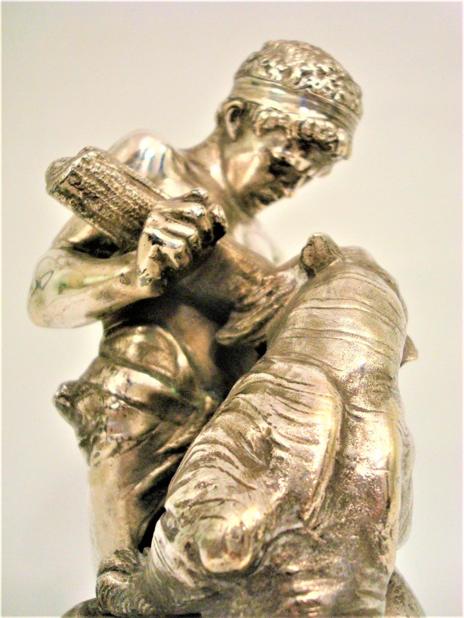 19th Century, Silvered Bronze Sculpture with the Struggle for Life by E. Drouot For Sale 2