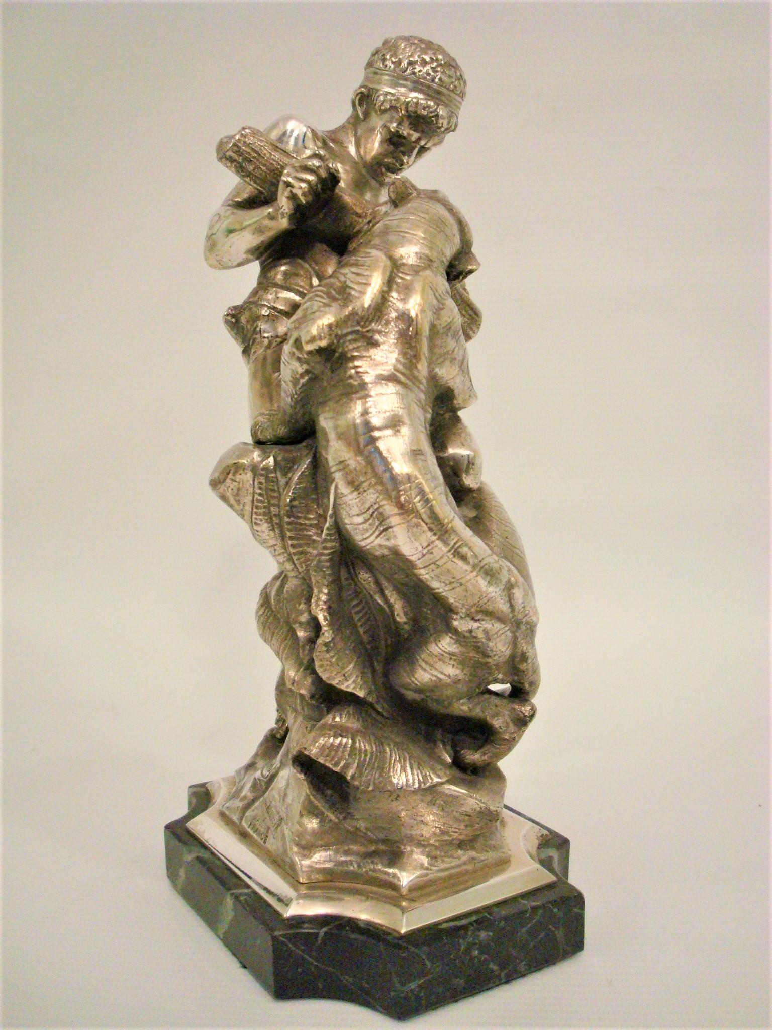 19th Century, Silvered Bronze Sculpture with the Struggle for Life by E. Drouot For Sale 3