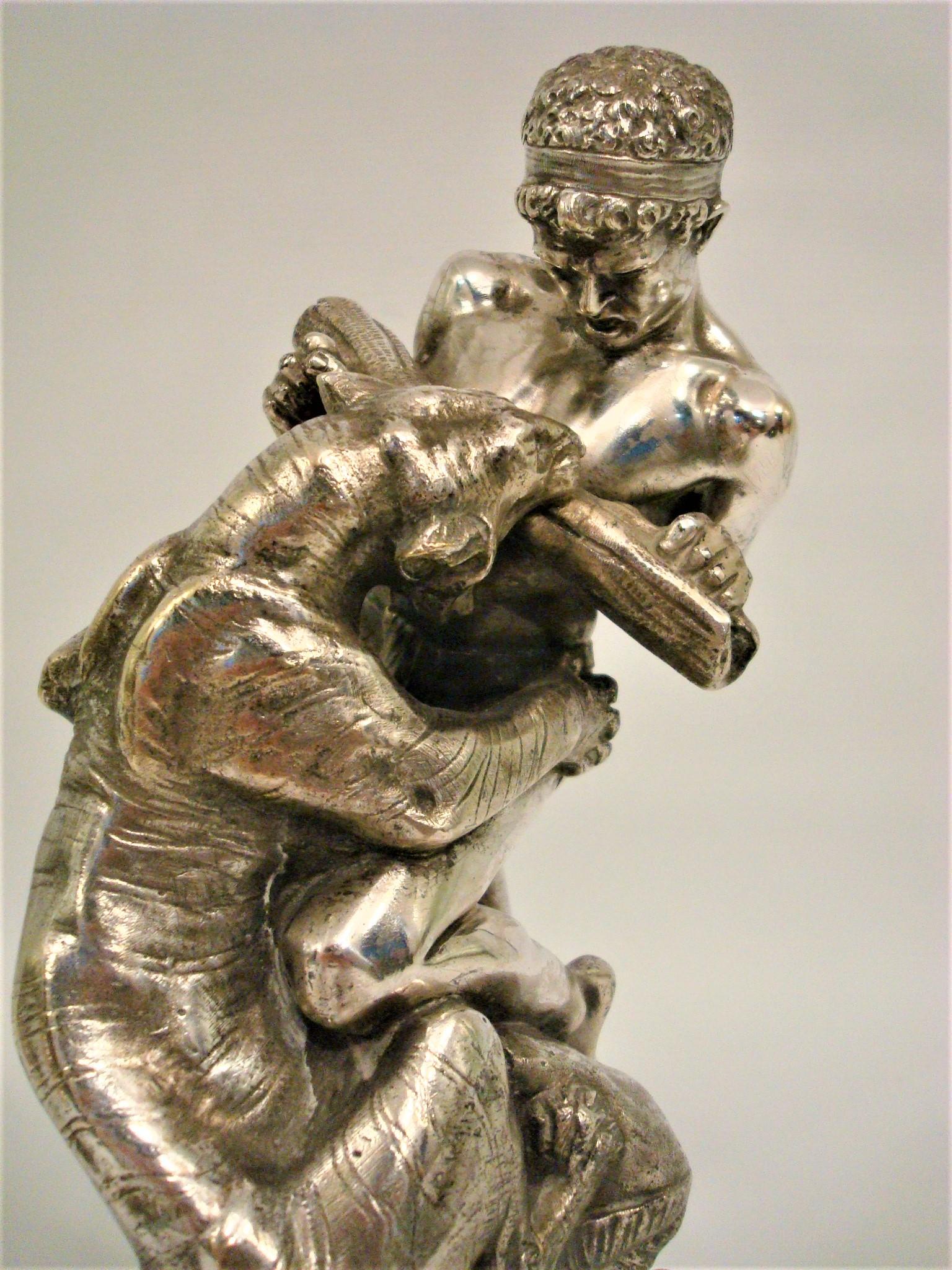 19th Century, Silvered Bronze Sculpture with the Struggle for Life by E. Drouot For Sale 4