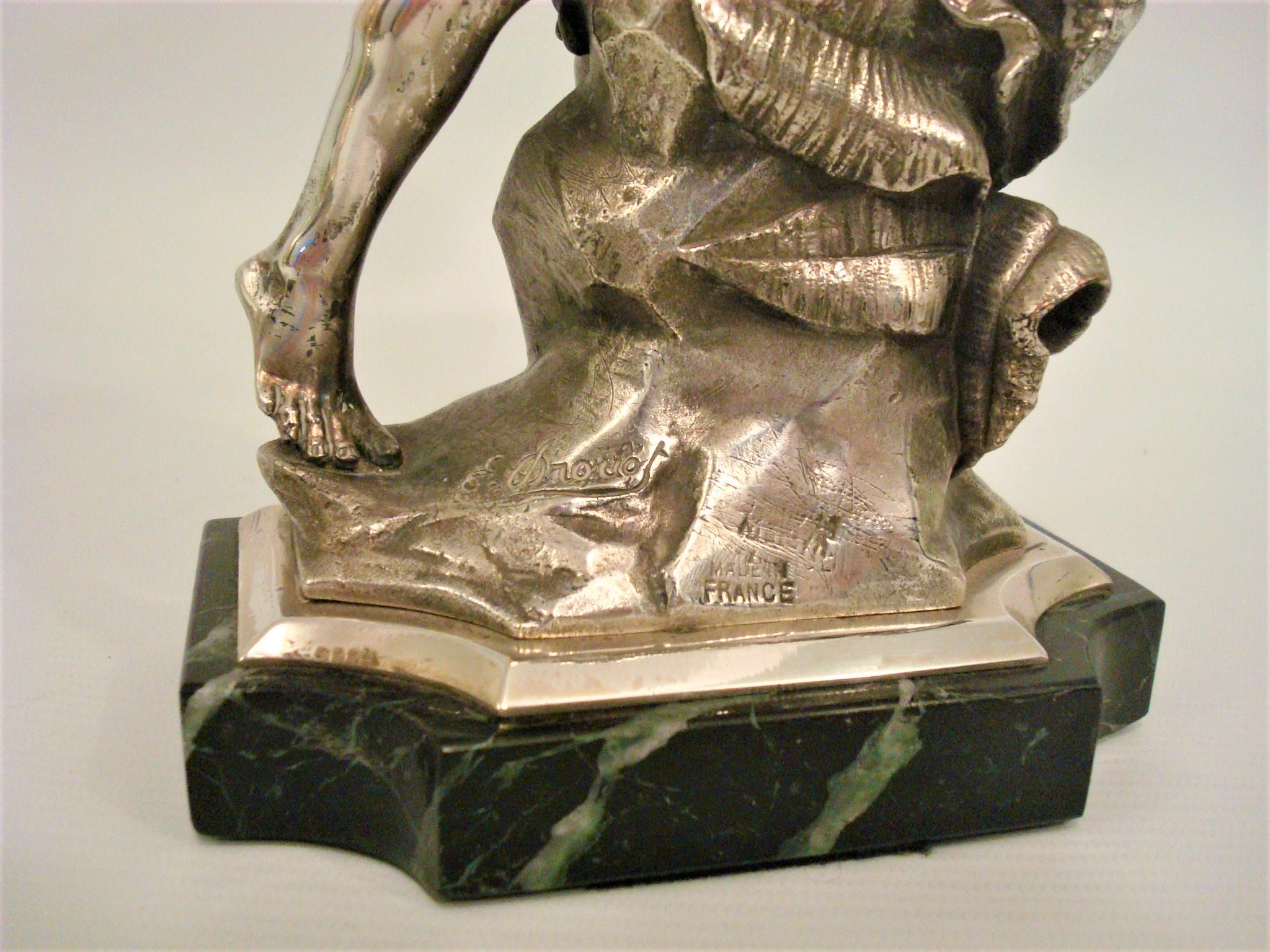 19th Century, Silvered Bronze Sculpture with the Struggle for Life by E. Drouot For Sale 5