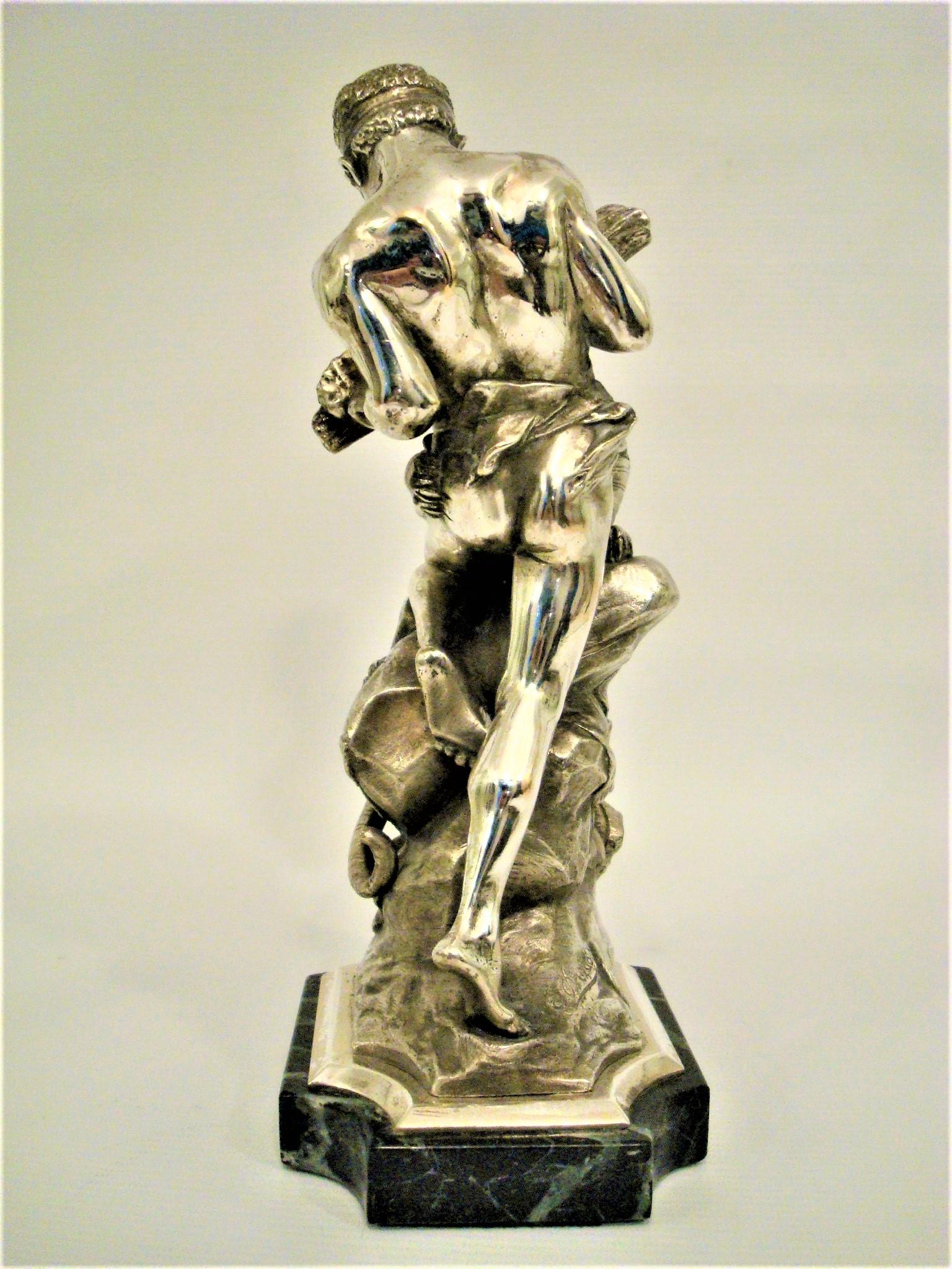 Classical Greek 19th Century, Silvered Bronze Sculpture with the Struggle for Life by E. Drouot For Sale