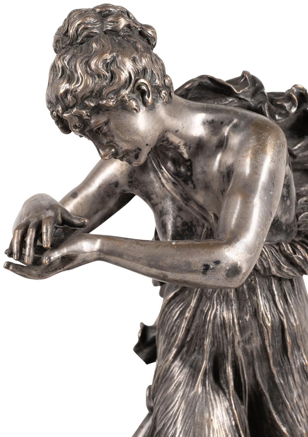 Argenté statue en bronze argenté du 19ème siècle 